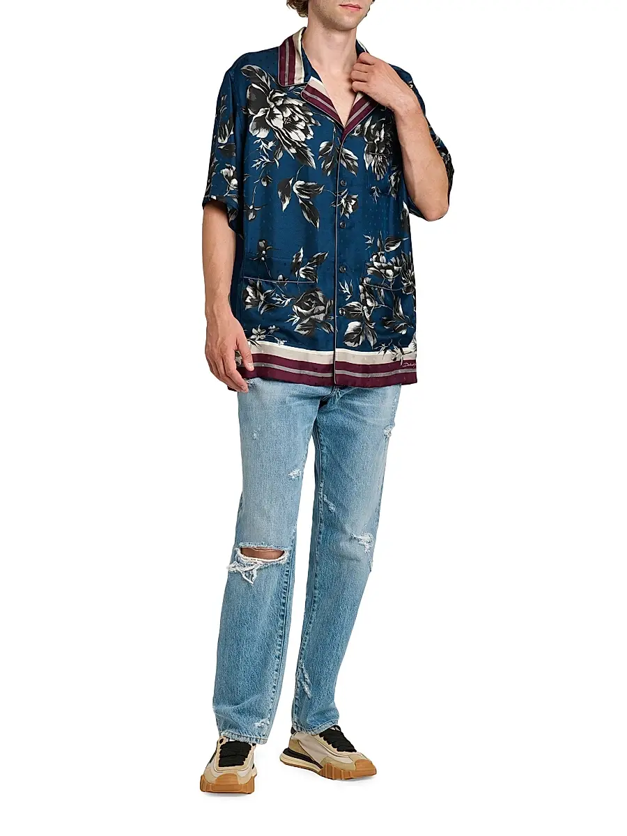 Dolce & Gabbana Men's Floral Silk Camp Shirt | Thumbnail 2 Dolce & Gabbana Men's Floral Silk Camp Shirt | Thumbnail 2