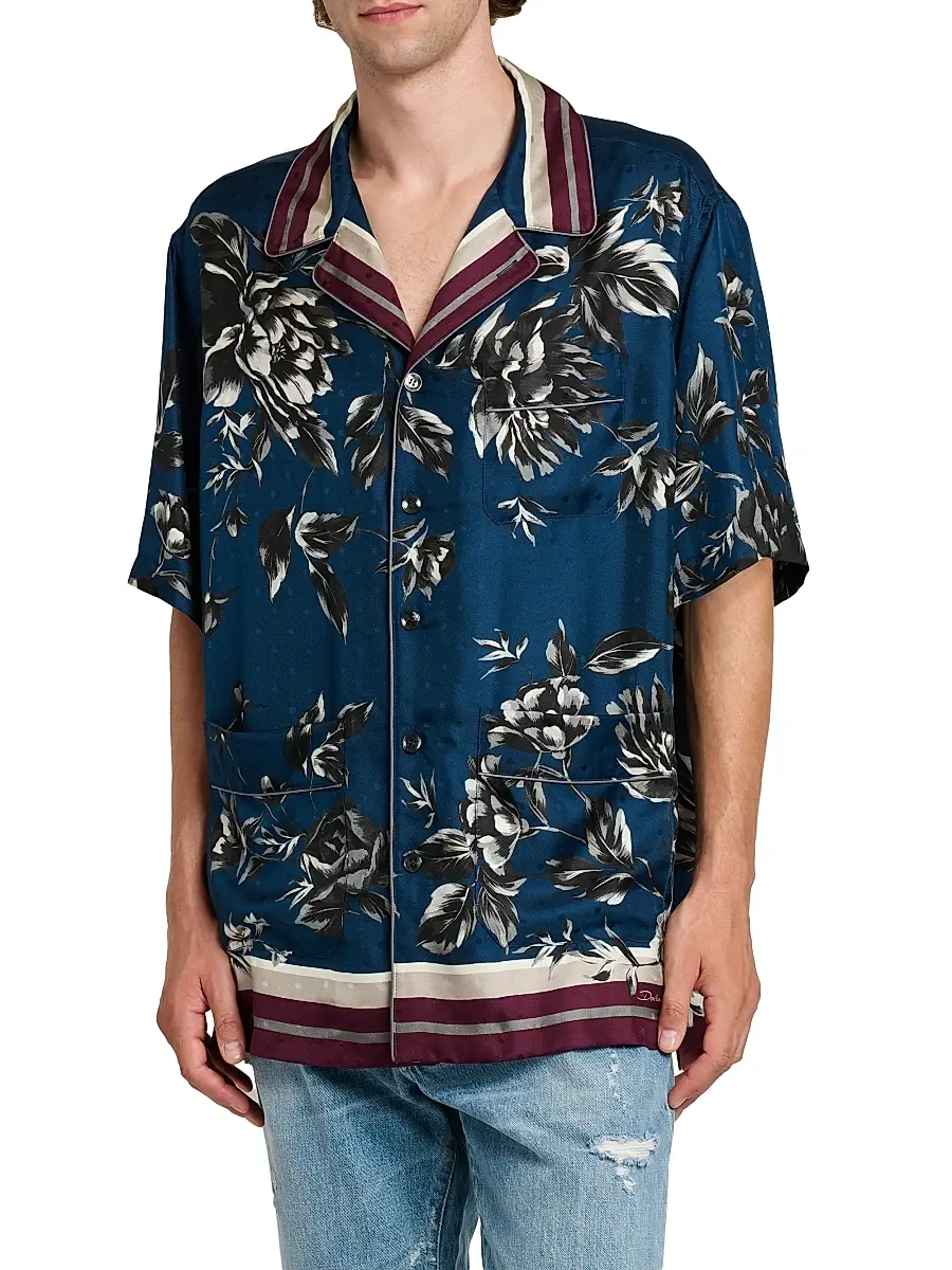 Dolce & Gabbana Men's Floral Silk Camp Shirt | Thumbnail 4 Dolce & Gabbana Men's Floral Silk Camp Shirt | Thumbnail 4
