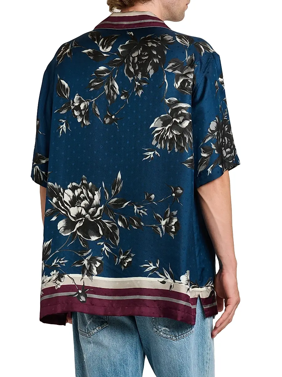 Dolce & Gabbana Men's Floral Silk Camp Shirt | Thumbnail 5 Dolce & Gabbana Men's Floral Silk Camp Shirt | Thumbnail 5