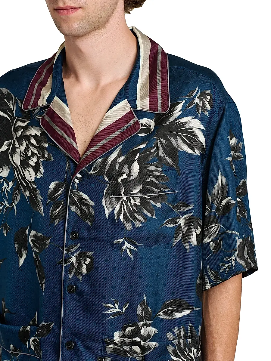 Dolce & Gabbana Men's Floral Silk Camp Shirt | Thumbnail 6 Dolce & Gabbana Men's Floral Silk Camp Shirt | Thumbnail 6