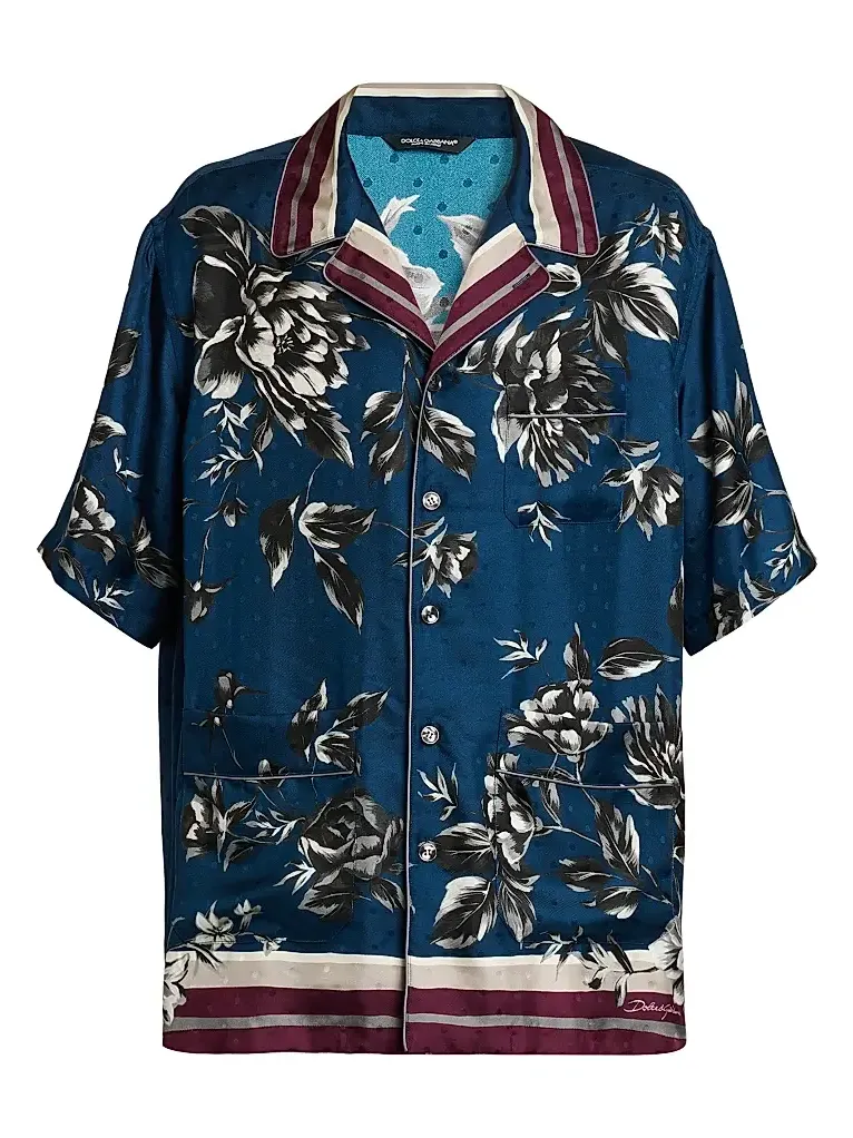 Men's Floral Silk Camp Shirt