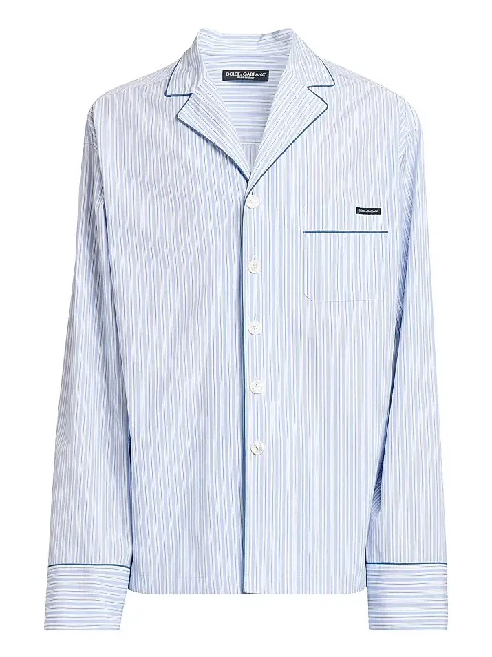 Men's Striped Cotton-Silk Pajama Shirt