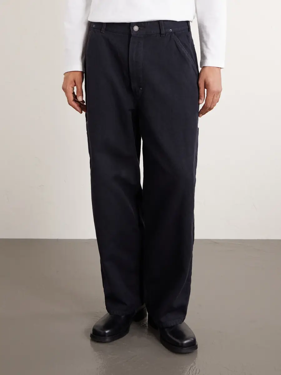 A.PRESSE Vintage Wide-Leg Cotton, Hemp and Silk-Blend Canvas Trousers - Men | Thumbnail 3 A.PRESSE Vintage Wide-Leg Cotton, Hemp and Silk-Blend Canvas Trousers - Men | Thumbnail 3