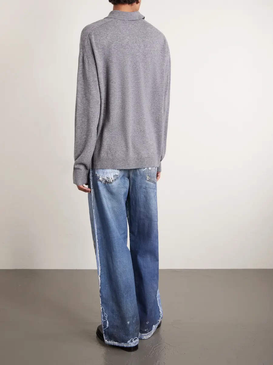 Acne Studios Oversized Logo-Embroidered Wool and Yak-Blend Polo Sweater - Men | Thumbnail 4 Acne Studios Oversized Logo-Embroidered Wool and Yak-Blend Polo Sweater - Men | Thumbnail 4
