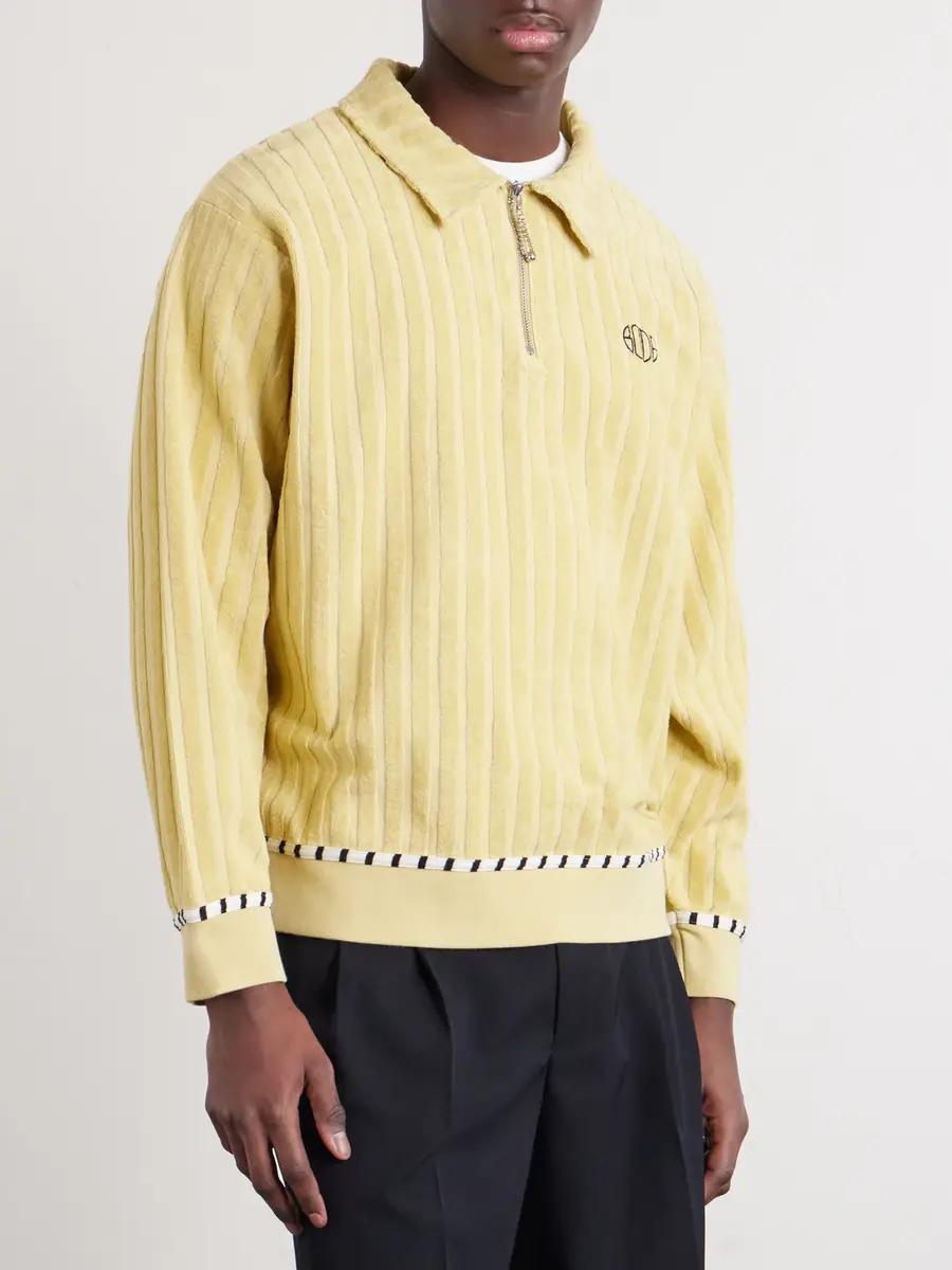 BODE Croquet Ground Logo-Embroidered Cotton-Terry Half-Zip Sweater - Men | Thumbnail 3 BODE Croquet Ground Logo-Embroidered Cotton-Terry Half-Zip Sweater - Men | Thumbnail 3