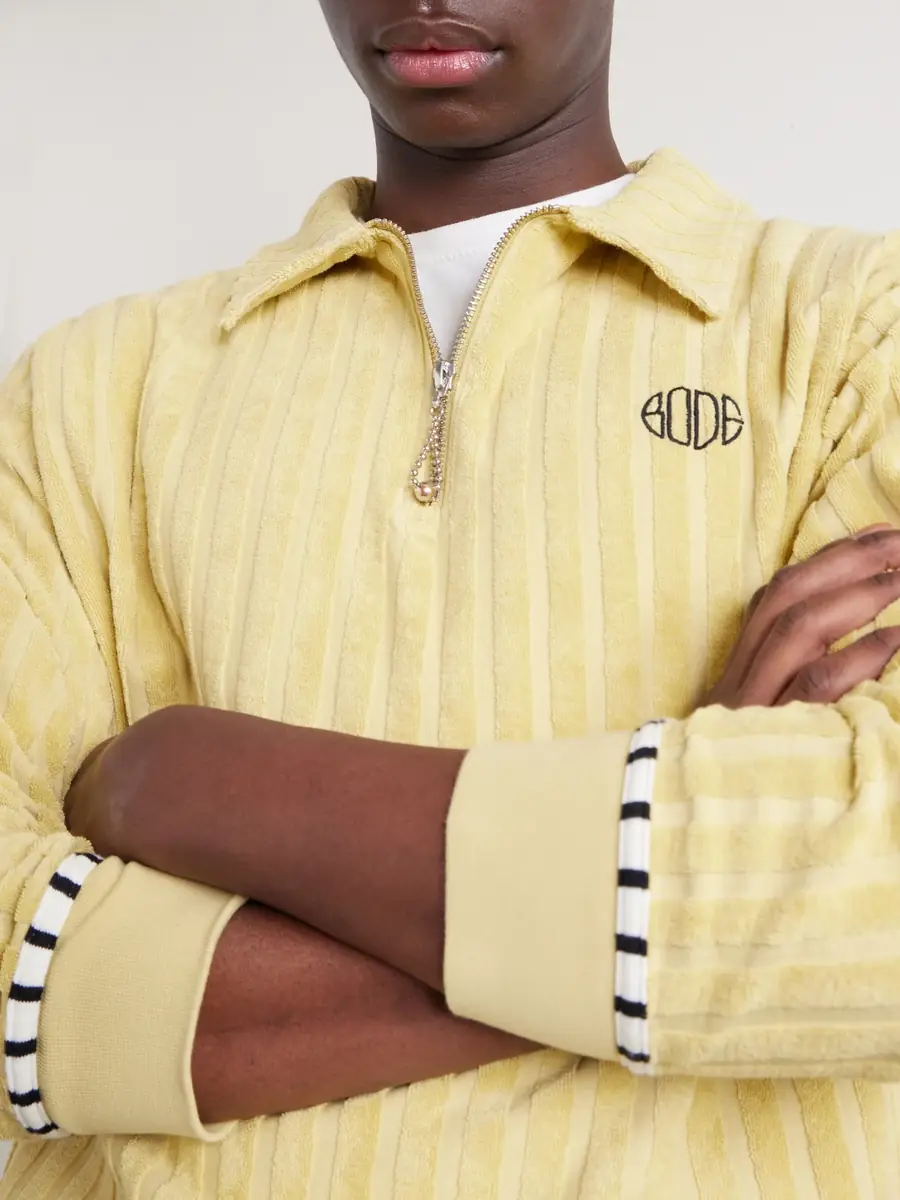 BODE Croquet Ground Logo-Embroidered Cotton-Terry Half-Zip Sweater - Men | Thumbnail 5 BODE Croquet Ground Logo-Embroidered Cotton-Terry Half-Zip Sweater - Men | Thumbnail 5