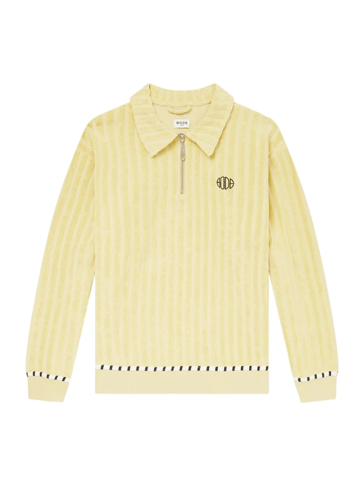 BODE Croquet Ground Logo-Embroidered Cotton-Terry Half-Zip Sweater - Men