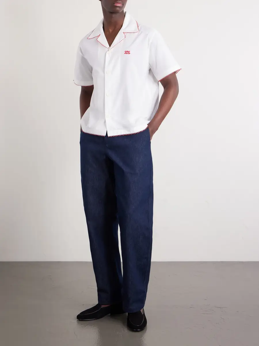 BODE Redbud Camp-Collar Logo-Embroidered Cotton Shirt - Men | Thumbnail 2