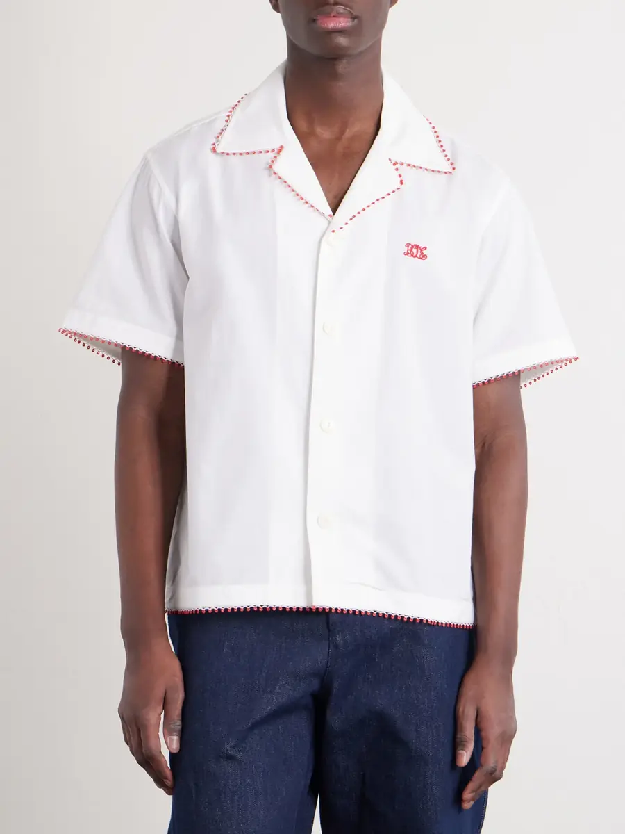 BODE Redbud Camp-Collar Logo-Embroidered Cotton Shirt - Men | Thumbnail 3