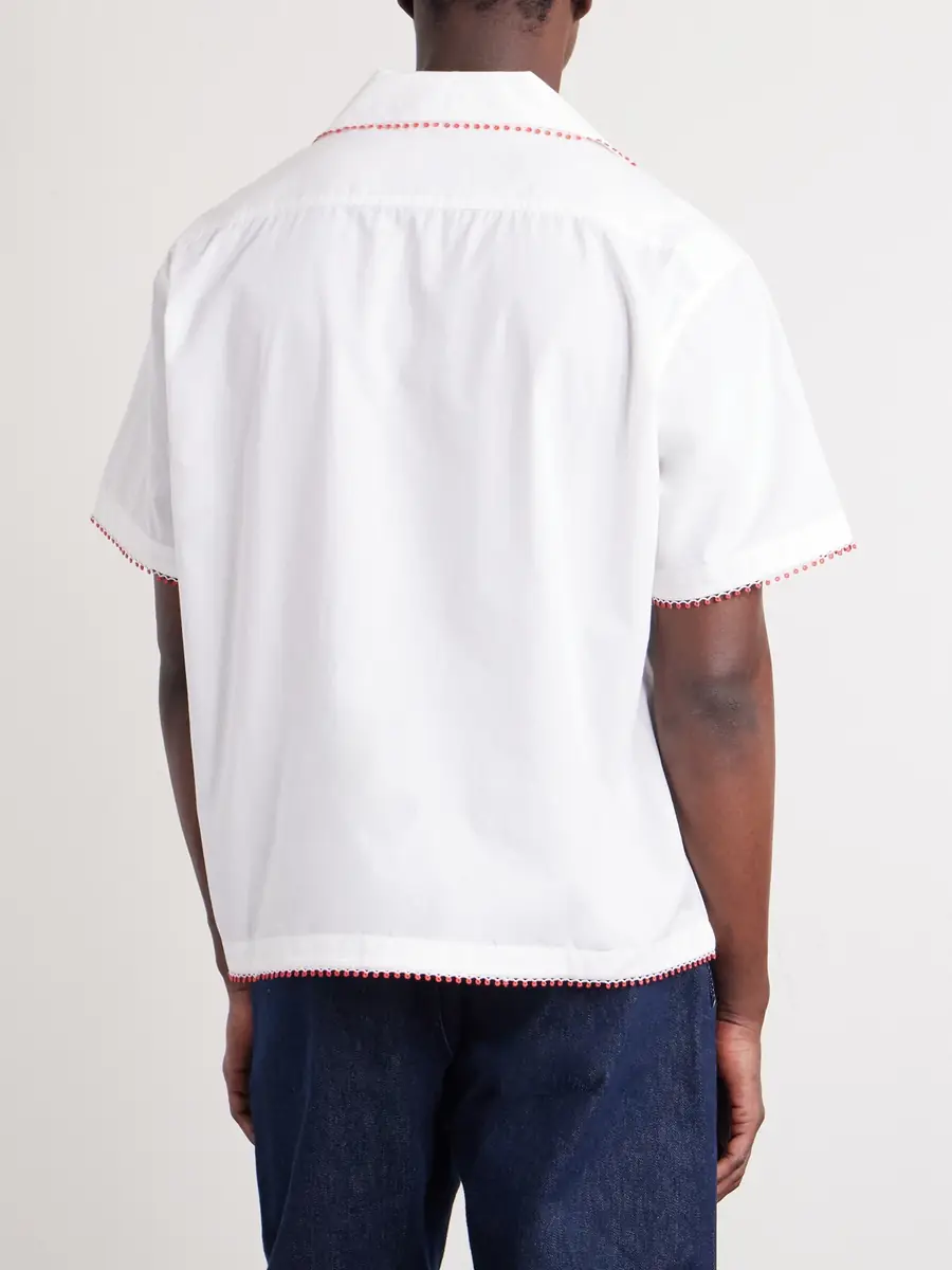 BODE Redbud Camp-Collar Logo-Embroidered Cotton Shirt - Men | Thumbnail 4