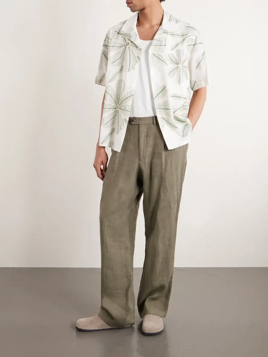 Corridor Camp-Collar Floral-Appliquéd Poplin Shirt - Men | Thumbnail 2