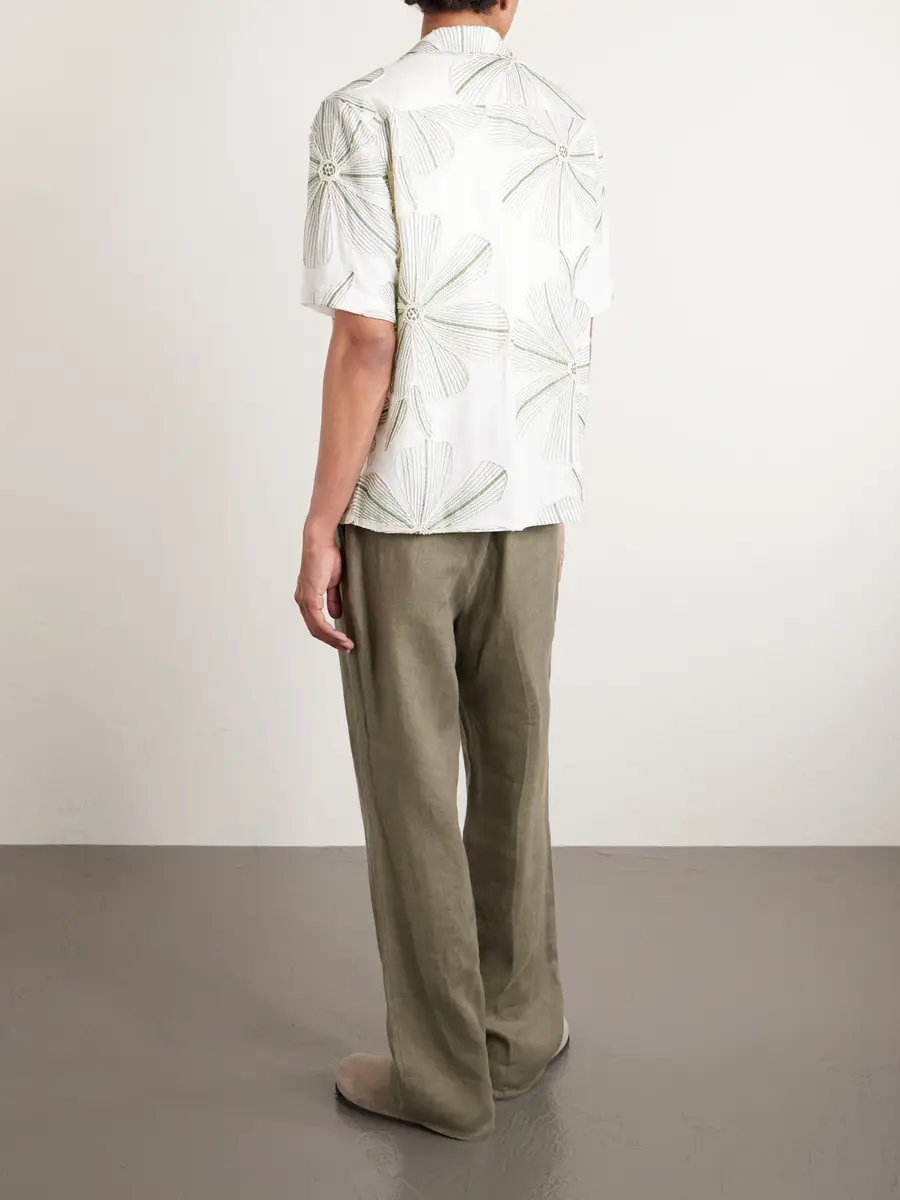 Corridor Camp-Collar Floral-Appliquéd Poplin Shirt - Men | Thumbnail 4