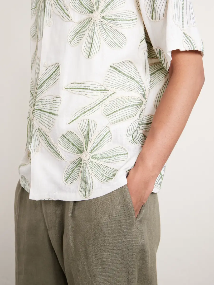Corridor Camp-Collar Floral-Appliquéd Poplin Shirt - Men | Thumbnail 5