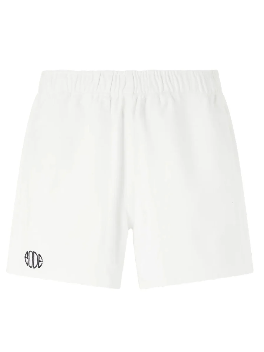 BODE Field Straight-Leg Logo-Embroidered Cotton-Twill Shorts - Men