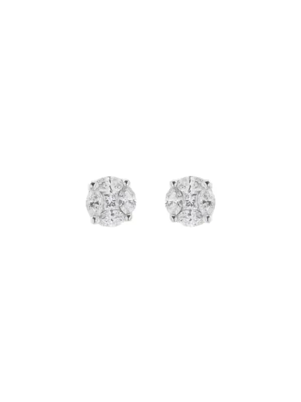 1.88ct Diamond 18K Gold Illusion Stud Earrings