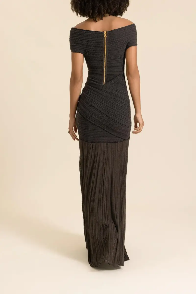 Balmain Off The Shoulder Light Knit Dress | Thumbnail 4