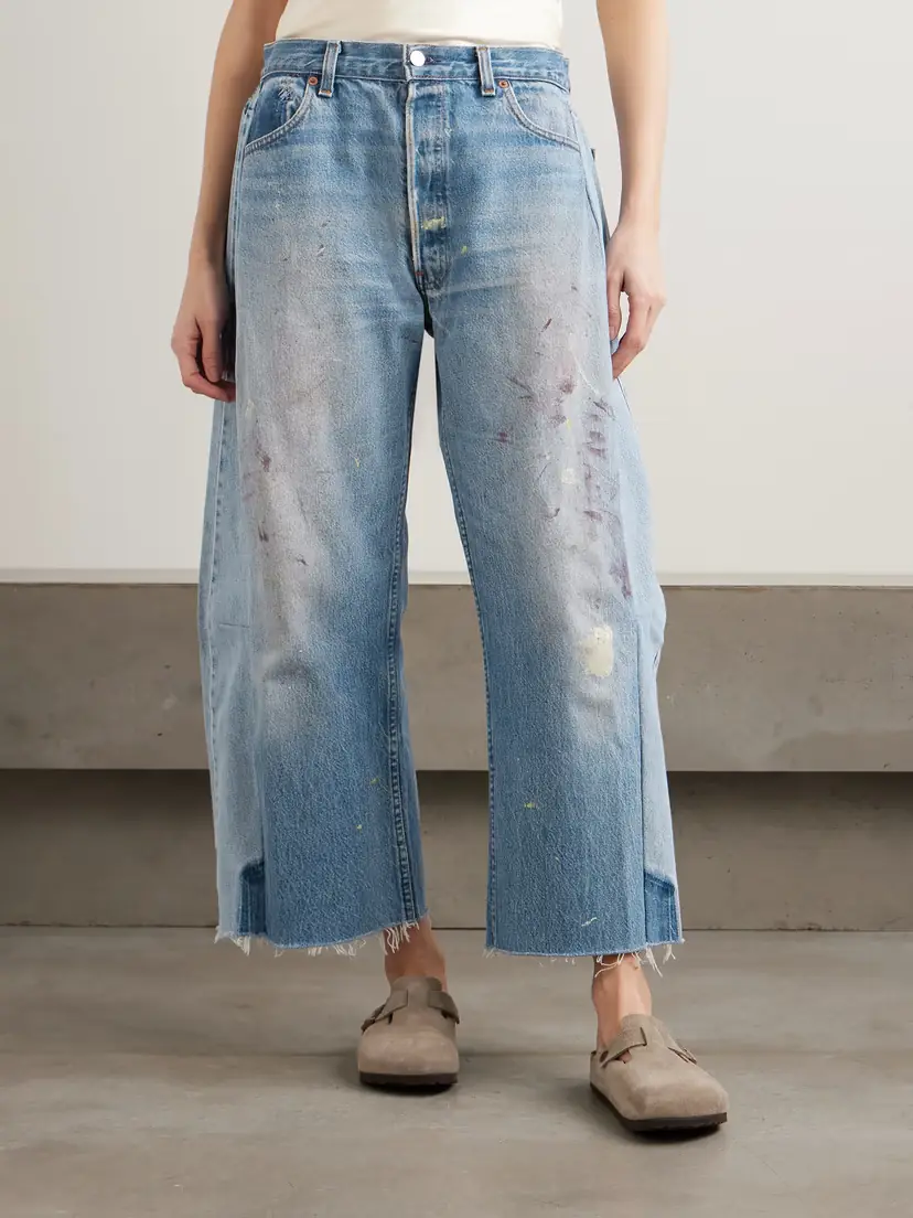 B SIDES Lasso Distressed Cropped Mid-rise Wide-leg Jeans | Thumbnail 3