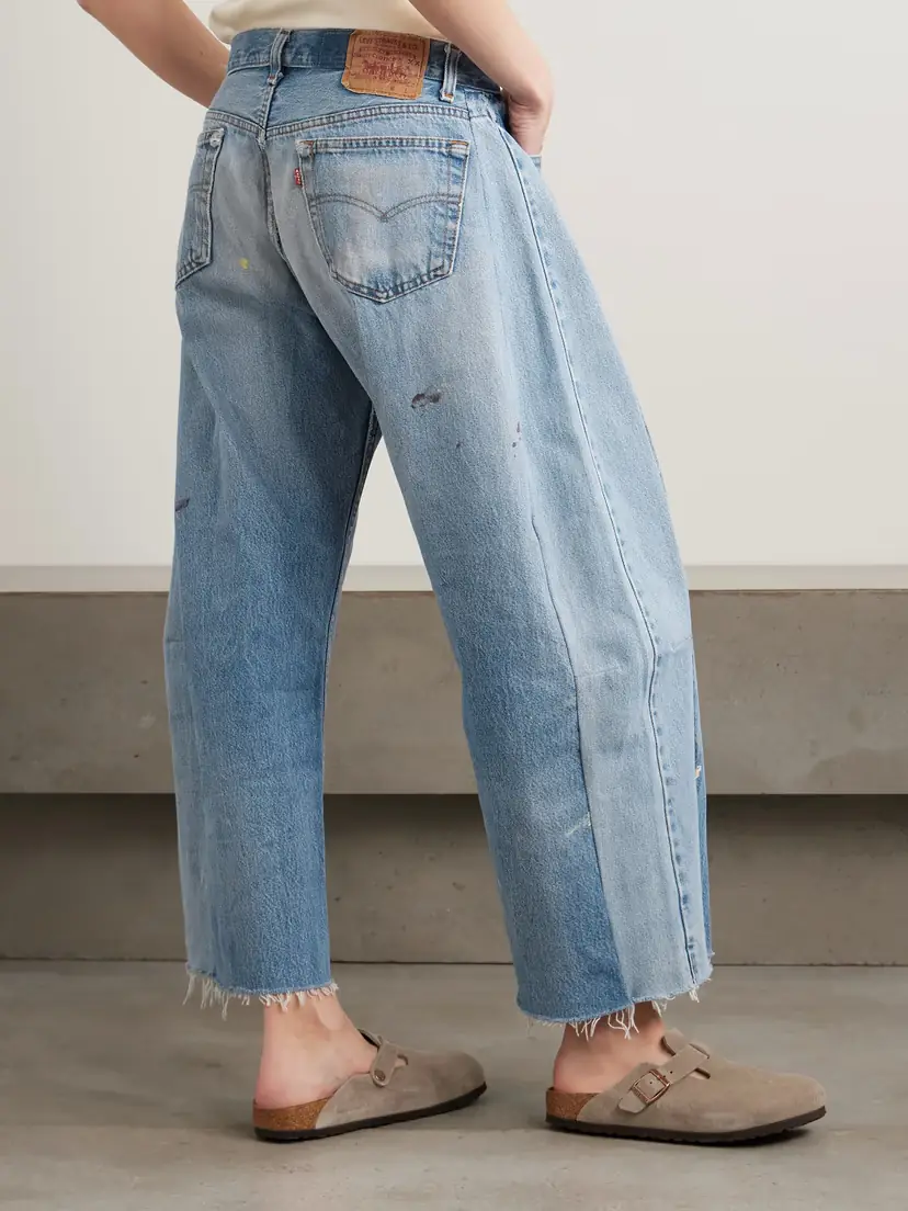 B SIDES Lasso Distressed Cropped Mid-rise Wide-leg Jeans | Thumbnail 4