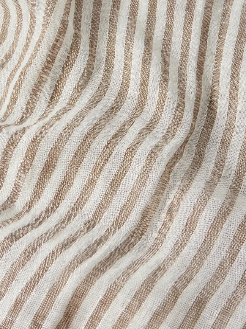 Brunello Cucinelli Fringed Striped Linen-blend Scarf | Thumbnail 3