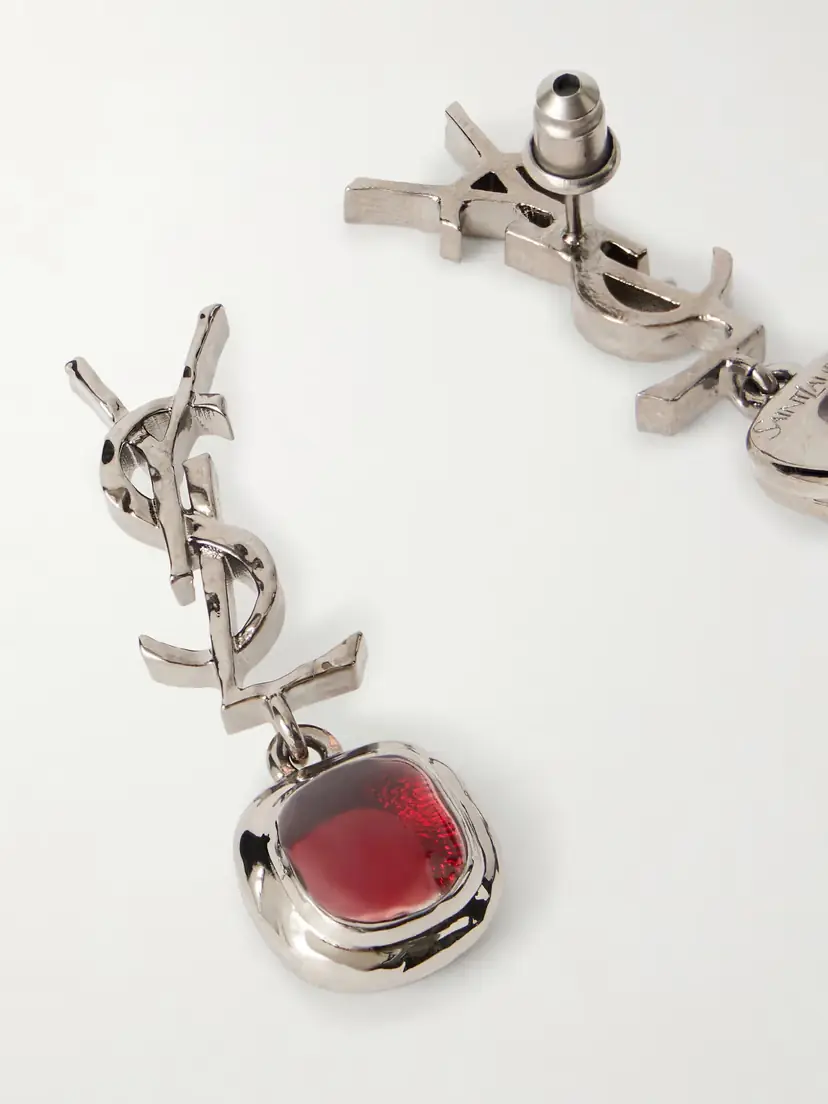 Saint Laurent Cassandre Pampille Silver-tone And Resin Earrings | Thumbnail 3 Saint Laurent Cassandre Pampille Silver-tone And Resin Earrings | Thumbnail 3