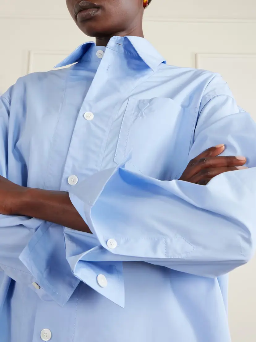 AMI PARIS Embossed Cotton-poplin Shirt Dress | Thumbnail 4