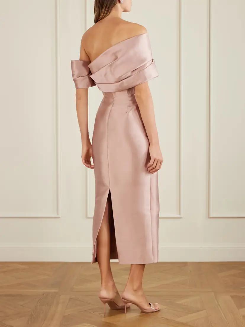 Solace London Mirla Off-the-shoulder Faille Midi Dress | Thumbnail 4