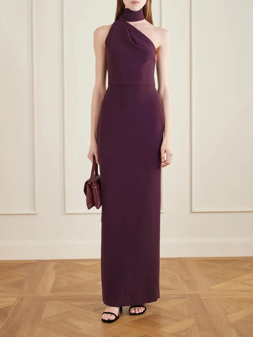 Solace London Demi One-shoulder Scarf-detailed Crepe Gown | Thumbnail 2
