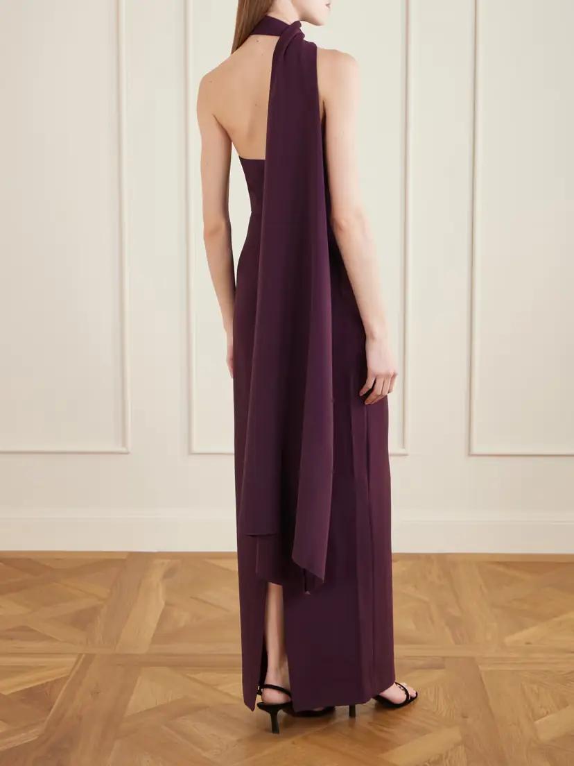 Solace London Demi One-shoulder Scarf-detailed Crepe Gown | Thumbnail 3