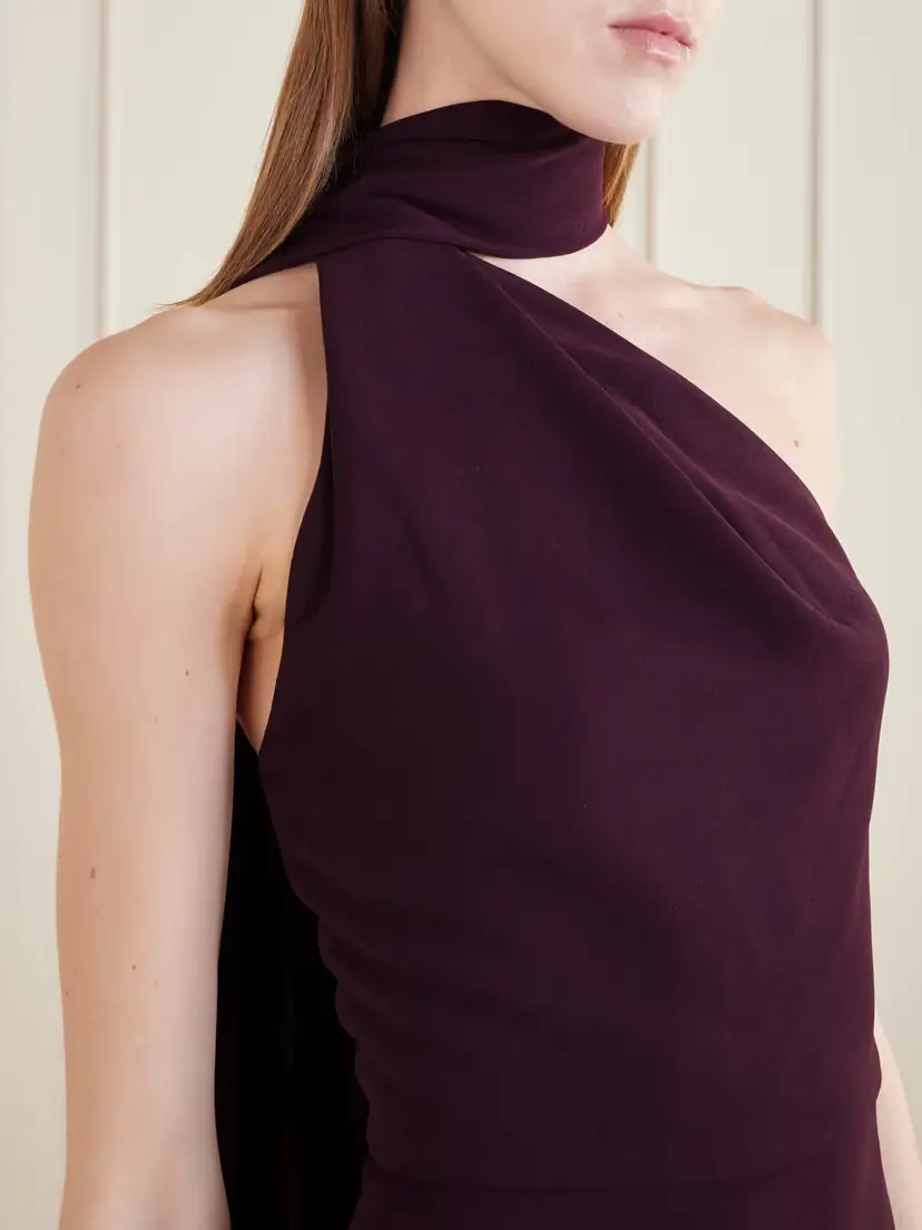 Solace London Demi One-shoulder Scarf-detailed Crepe Gown | Thumbnail 4