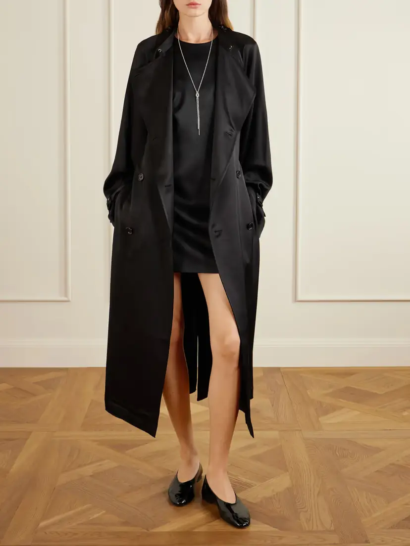 TOTEME Double-breasted Draped Satin Trench Coat | Thumbnail 2 TOTEME Double-breasted Draped Satin Trench Coat | Thumbnail 2