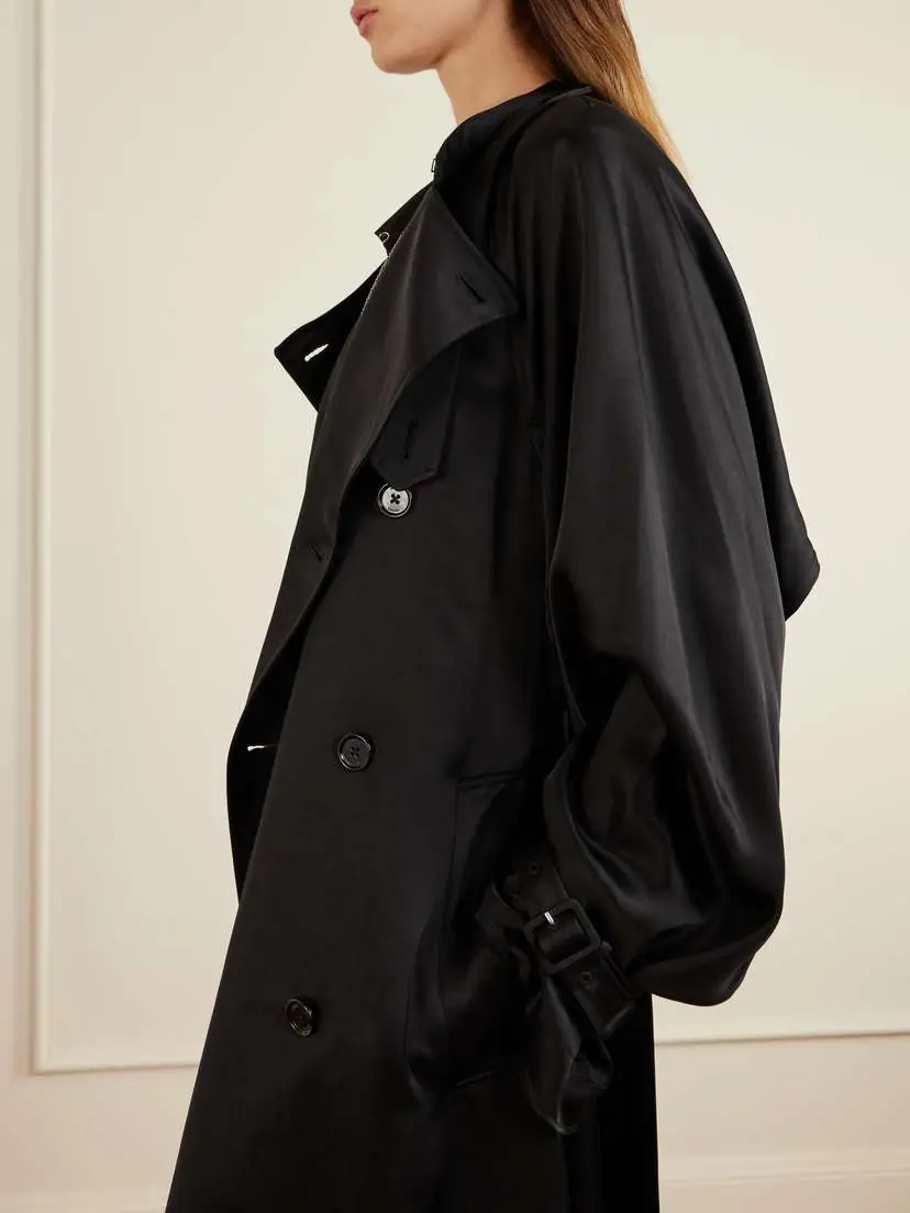 TOTEME Double-breasted Draped Satin Trench Coat | Thumbnail 5 TOTEME Double-breasted Draped Satin Trench Coat | Thumbnail 5