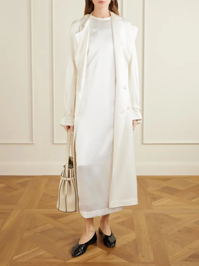 TOTEME Double-breasted Draped Satin Trench Coat | Thumbnail 2 TOTEME Double-breasted Draped Satin Trench Coat | Thumbnail 2