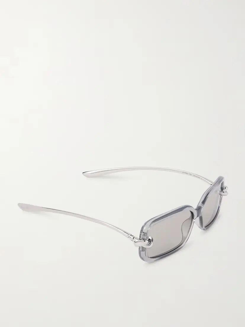 Bottega Veneta Eyewear Knot Rectangular-frame Acetate And Silver-tone Sunglasses | Thumbnail 3