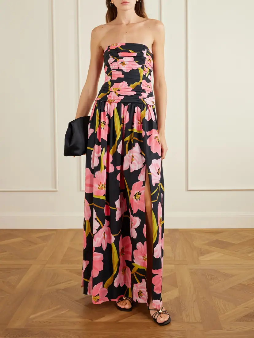 Cara Cara Montreal Strapless Pleated Floral-print Cotton-poplin Maxi Dress | Thumbnail 2