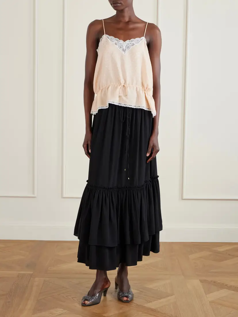 Chloé Tiered Silk Crepe De Chine Maxi Skirt | Thumbnail 2
