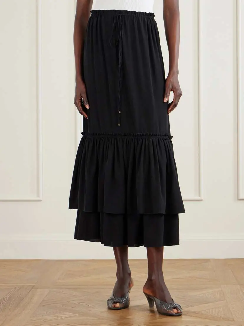 Chloé Tiered Silk Crepe De Chine Maxi Skirt | Thumbnail 3