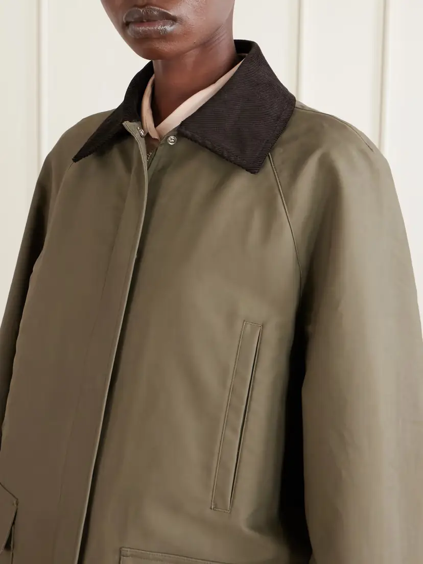 TOTEME Corduroy-trimmed Cotton-gabardine Coat | Thumbnail 4