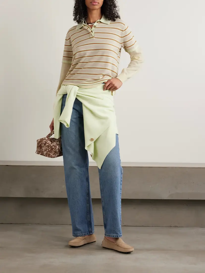 Guest In Residence Layered Striped Cashmere Polo Shirt | Thumbnail 2