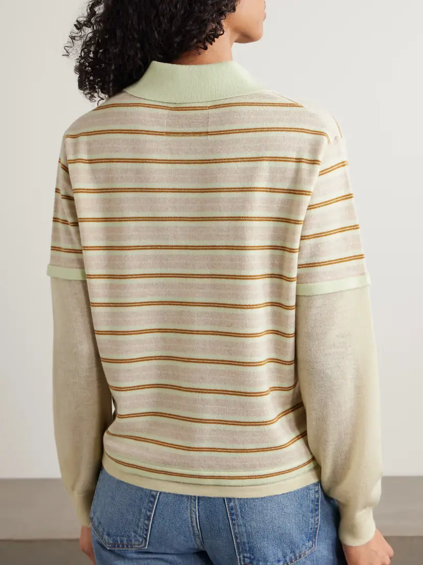 Guest In Residence Layered Striped Cashmere Polo Shirt | Thumbnail 4