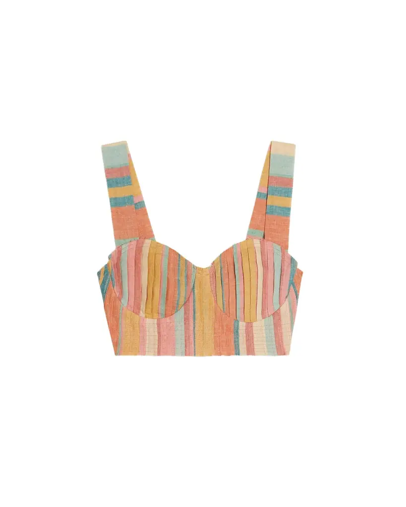 Emporio Sirenuse Dalia Rainbow Stripe Linen Top