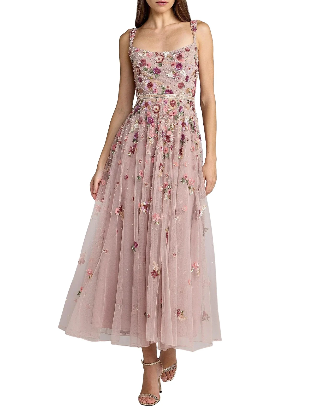 Mac Duggal Women's Floral Embellished Scoopneck Midi-Dress