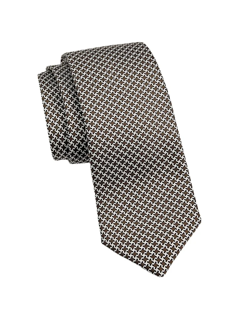 Kiton Men's Houndstooth Silk Tie