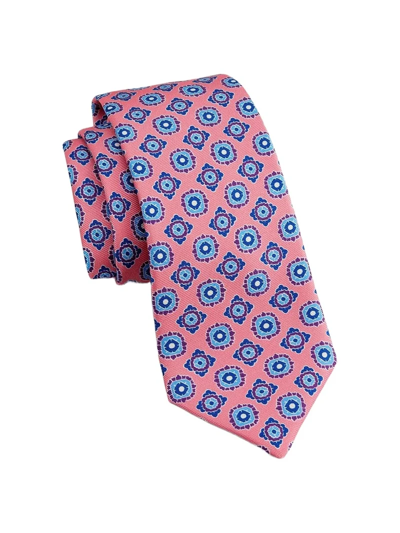 Kiton Men's Medallion-Print Silk Tie