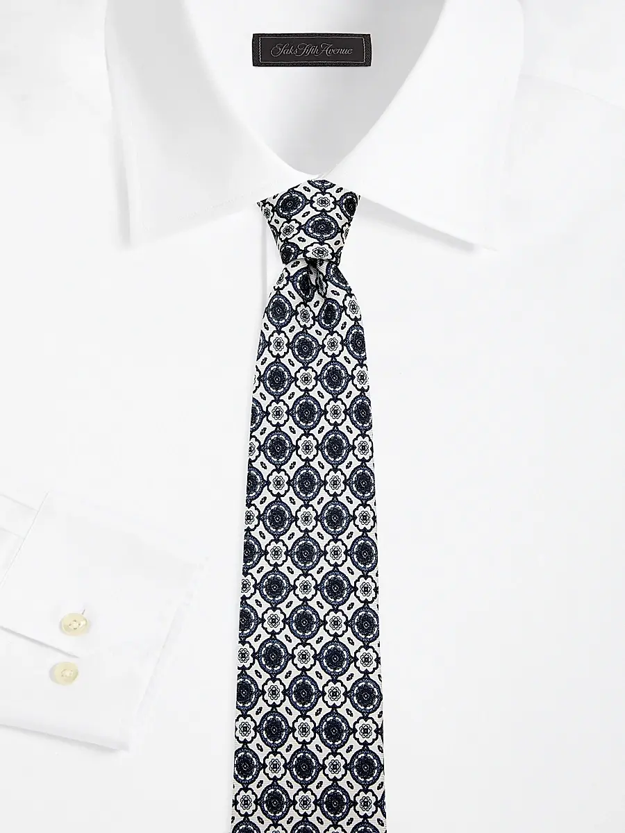 Kiton Men's Mosaic-Print Silk Tie | Thumbnail 2 Kiton Men's Mosaic-Print Silk Tie | Thumbnail 2