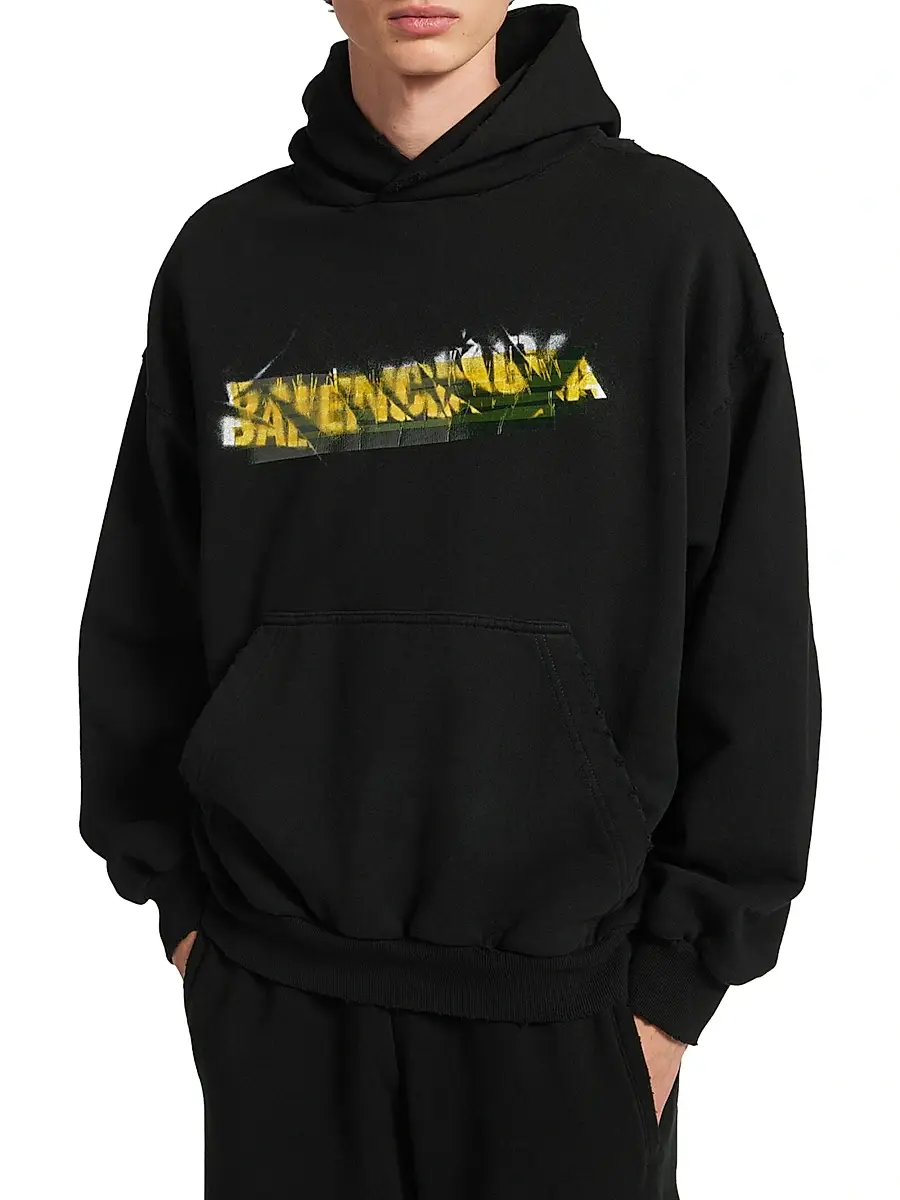 Balenciaga Men's Messy Spray Medium Fit Hoodie | Thumbnail 2 Balenciaga Men's Messy Spray Medium Fit Hoodie | Thumbnail 2