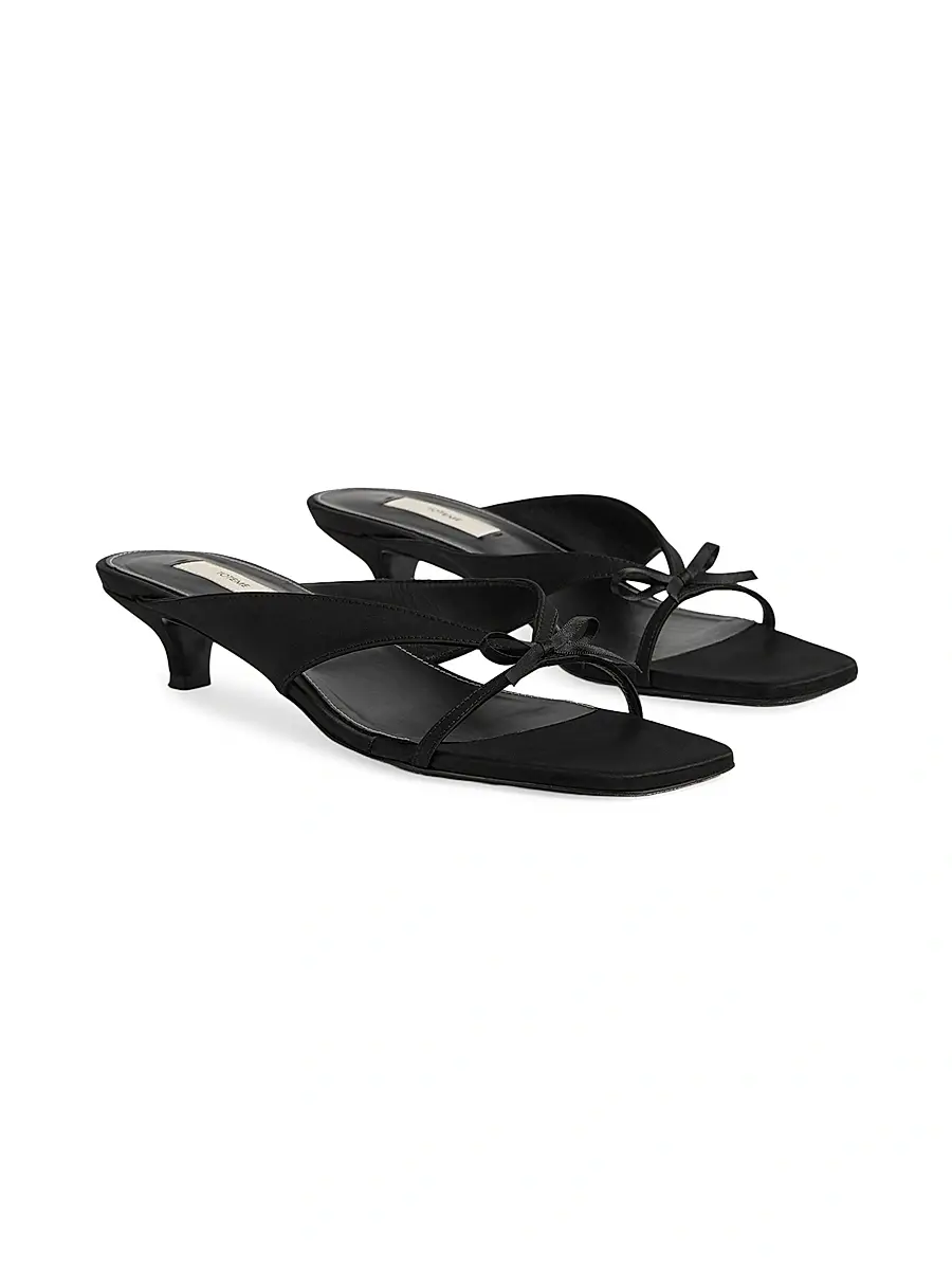Toteme Women's Bow-Detail Satin Kitten-Heel Sandals - Black | Thumbnail 2 Toteme Women's Bow-Detail Satin Kitten-Heel Sandals - Black | Thumbnail 2
