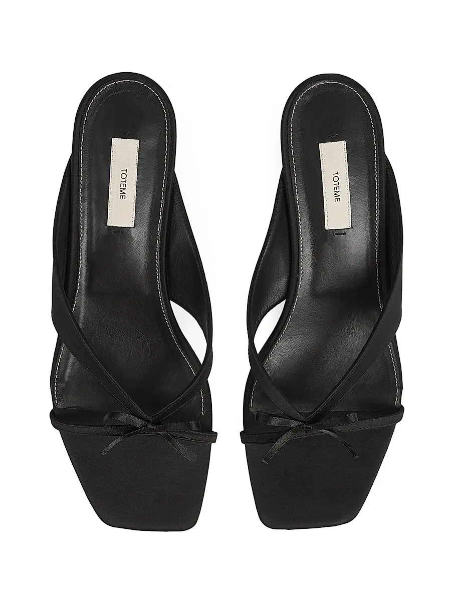 Toteme Women's Bow-Detail Satin Kitten-Heel Sandals - Black | Thumbnail 3 Toteme Women's Bow-Detail Satin Kitten-Heel Sandals - Black | Thumbnail 3