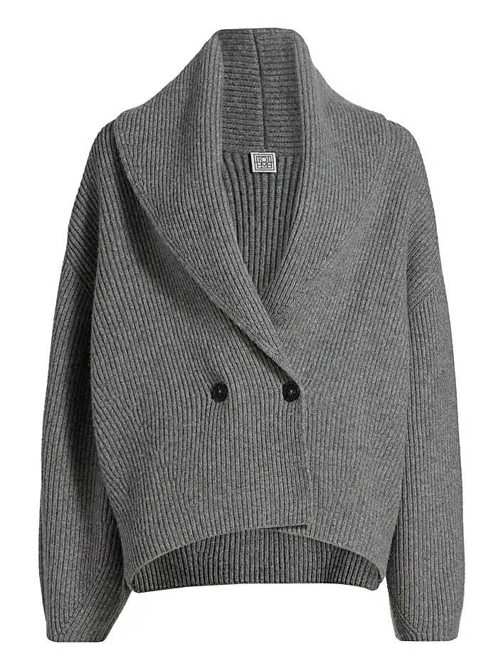 Women's Shawl Collar Wool Double-Breasted Cardigan