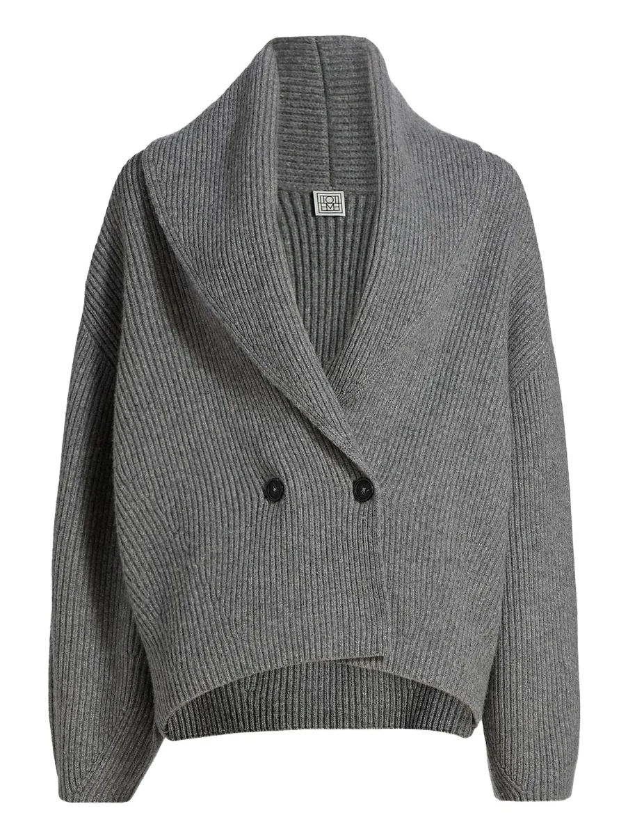 Women's Shawl Collar Wool Double-Breasted Cardigan