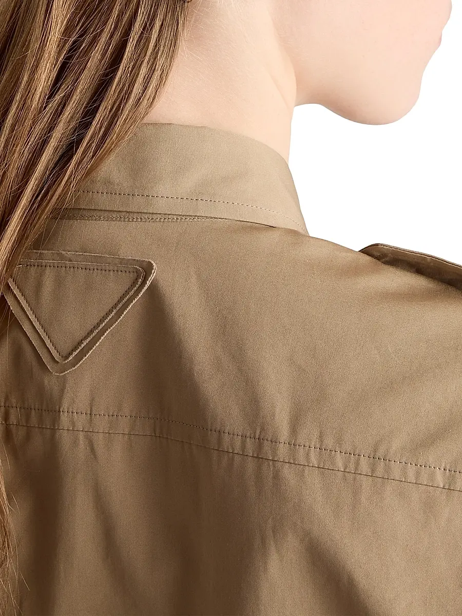 Prada Women's Cotton Poplin Shirt - Beige Khaki | Thumbnail 11 Prada Women's Cotton Poplin Shirt - Beige Khaki | Thumbnail 11